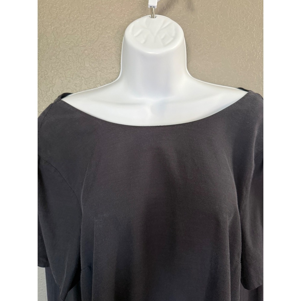 COS Blue Short Sleeve Shift Dress Pockets Sz 12 A-Line Cotton Blend Modest - Picture 8 of 12